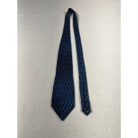 rivetz of boston Other - Rivetz of Boston Silk Necktie Blue Gold Chain Link Pattern Hand Made